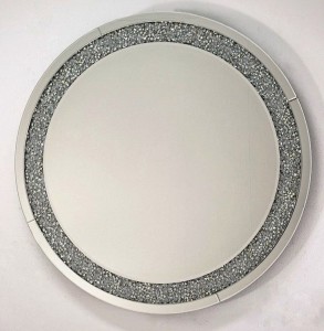 Okrągłe lustro z cudowną ramą wypełnioną kryształkami