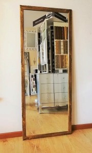 Lustro do przedpokoju rama drewniana brązowo-złota 150x60