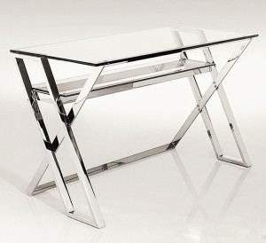 Nowoczesne biurko ze stali nierdzewnej i szkła