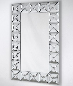 Prostokątne lustro z ramą lustrzaną giętą 75x121