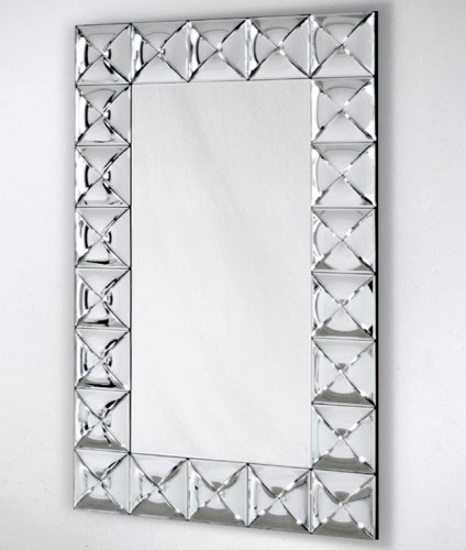 Prostokątne lustro z ramą lustrzaną giętą 75x121