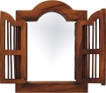 Urocze lustro z okiennicami z drewna teakowego 35x45