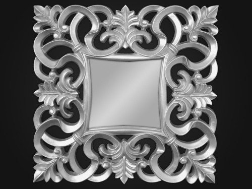 Srebrne lustro w ozdobnej ramie 76x76  SMAZAdesign