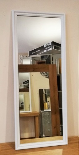 Lustro do przedpokoju z wąską białą ramą 120x48 
