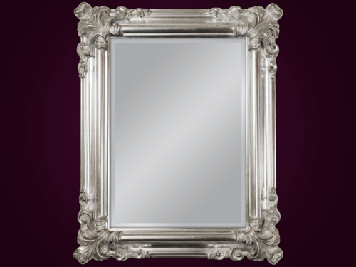 Lustro w barokowej ramie SREBRNE