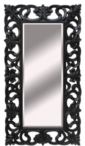 Dekoracyjne lustro kryształowe w czarnej ażurowej ramie 92x167