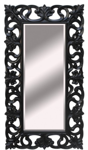 Dekoracyjne lustro kryształowe w czarnej ażurowej ramie 92x167 