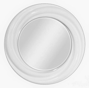 Okrągłe lustro z białą dekoracyjną ramą 68x68