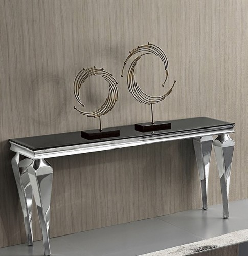 Elegancka i wyrafinowana konsola ze stali i szkła 160x40x75