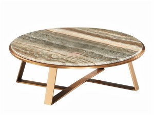 Stolik kawowy złoty z blatem marmurowym 100x34