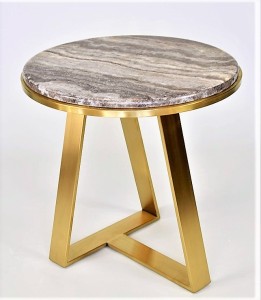 Stolik kawowy złoty z blatem marmurowym 50x50