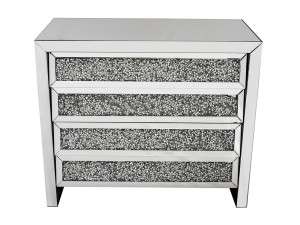 Komoda lustrzana w stylu glamour z kryształkami 91x43x91