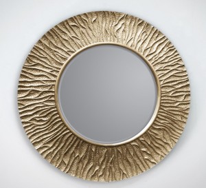 Dekoracyjne lustro z ramą szampańskie złoto 100x100