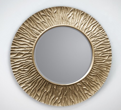 Dekoracyjne lustro z ramą szampańskie złoto 100x100