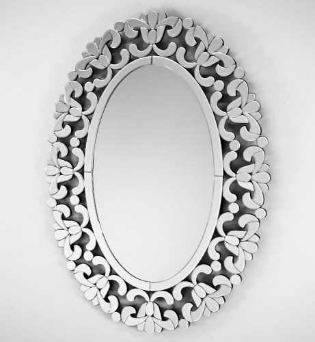 Piękne lustro owalne z ażurową ramą lustrzaną 80x110