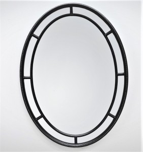 Owalne lustro z czarną dekoracyjną ramą 90x120