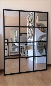 Nowoczesne duże lustro dekoracyjne okno czarne 170x130