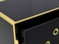 Komoda z czarnego szkła i złotej stali 81x40x76