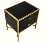 Szafka nocna z czarnego szkła i złotej stali 50x40x55
