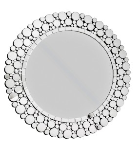 Okrągłe lustro w dekoracyjnej oprawie kryształowej 100x100