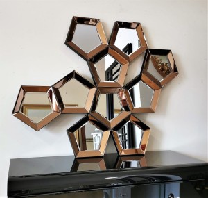 Nowoczesne lustro dekoracyjne sześciokąty