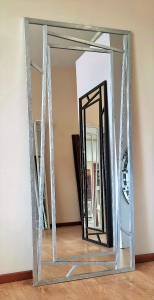 Designerskie lustro ze srebrną ramą 180x80
