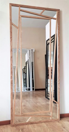 Designerskie lustro z ramą dąb naturalny 180x80