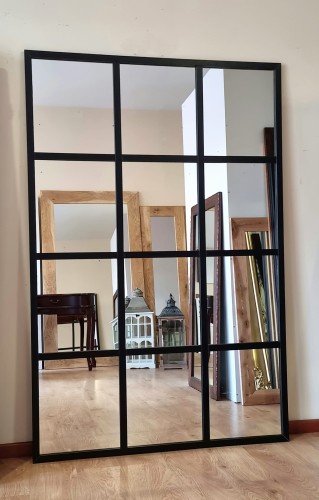 Duże lustro w stylu loftowym czarne 120x180