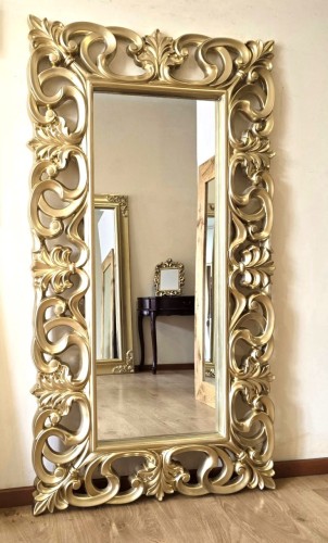 Duże lustro do przedpokoju rama złota ażurowa 170x93