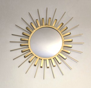 Okrągłe złote lustro dekoracyjne 70x70