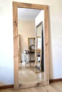 Postarzane lustro w litej dębowej ramie 180x80