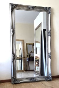 Duże stylowe lustro w srebrnej ramie 180x100