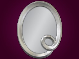 Owalne lustro w srebrnej ramie 94x74