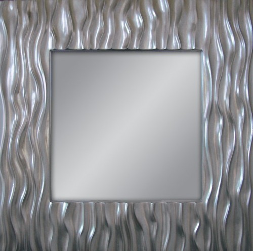 Kwadratowe lustro w nowoczesnej srebrnej ramie 100x100  SMAZAdesign