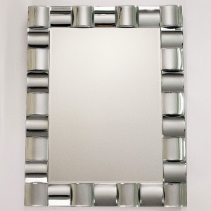 Prostokątne lustro z efektowną ramą z wypukłych luster 104x81