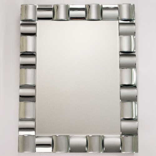  Prostokątne lustro z efektowną ramą z wypukłych luster 104x81