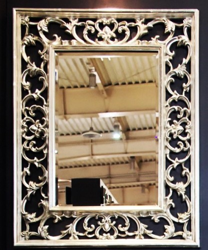 Srebrne ażurowe lustro 70x90