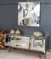  Designerska komoda z drewna i szkła 181x81x47
