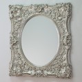 Owalne lustro kryształowe z cudowną srebrną ramą 100x120