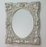 Owalne lustro kryształowe z cudowną srebrną ramą  100x120