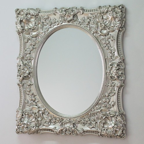 Owalne lustro kryształowe z cudowną srebrną ramą 100x120