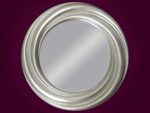 Okrągłe lustro w srebrnej ramie SMAZAdesign