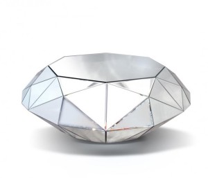 Lustrzany stolik w kształcie diamentu 115x80x45