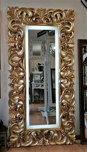 Lustro ażurowe złote z podświetleniem led 180x90