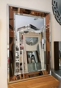 Prostokątne lustro z dekoracyjną ramą lustrzaną brąz i srebro 120x80