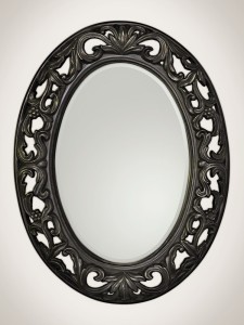 Czarne lustro w owalnym kształcie
