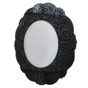 Lustro dekoracyjne okrągłe z czarna ramą ażurową 110x110