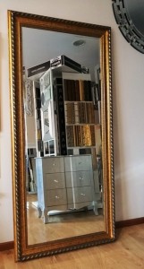 Ekskluzywne duże lustro z ramą drewnianą stare złoto 180x100