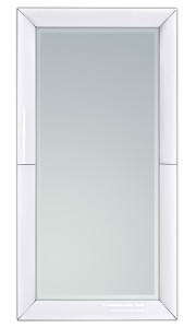 Niezwykle efektowne duże lustro z ramą z giętego białego szkła 90x180