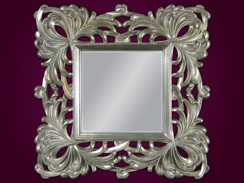 srebrne kwadratowe lustro SMAZA DESIGN